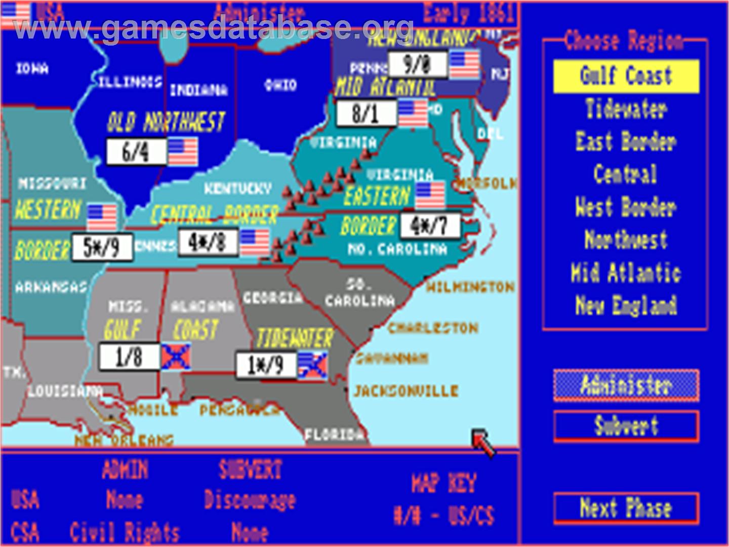 No Greater Glory - The American Civil War - Commodore Amiga - Artwork - In Game