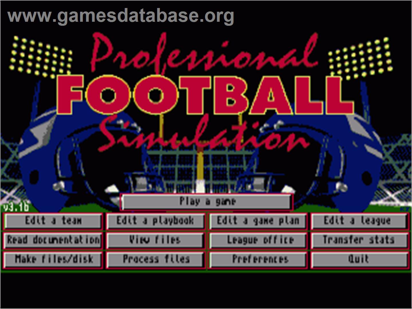 Professional Football Simulation - Commodore Amiga - Artwork - In Game