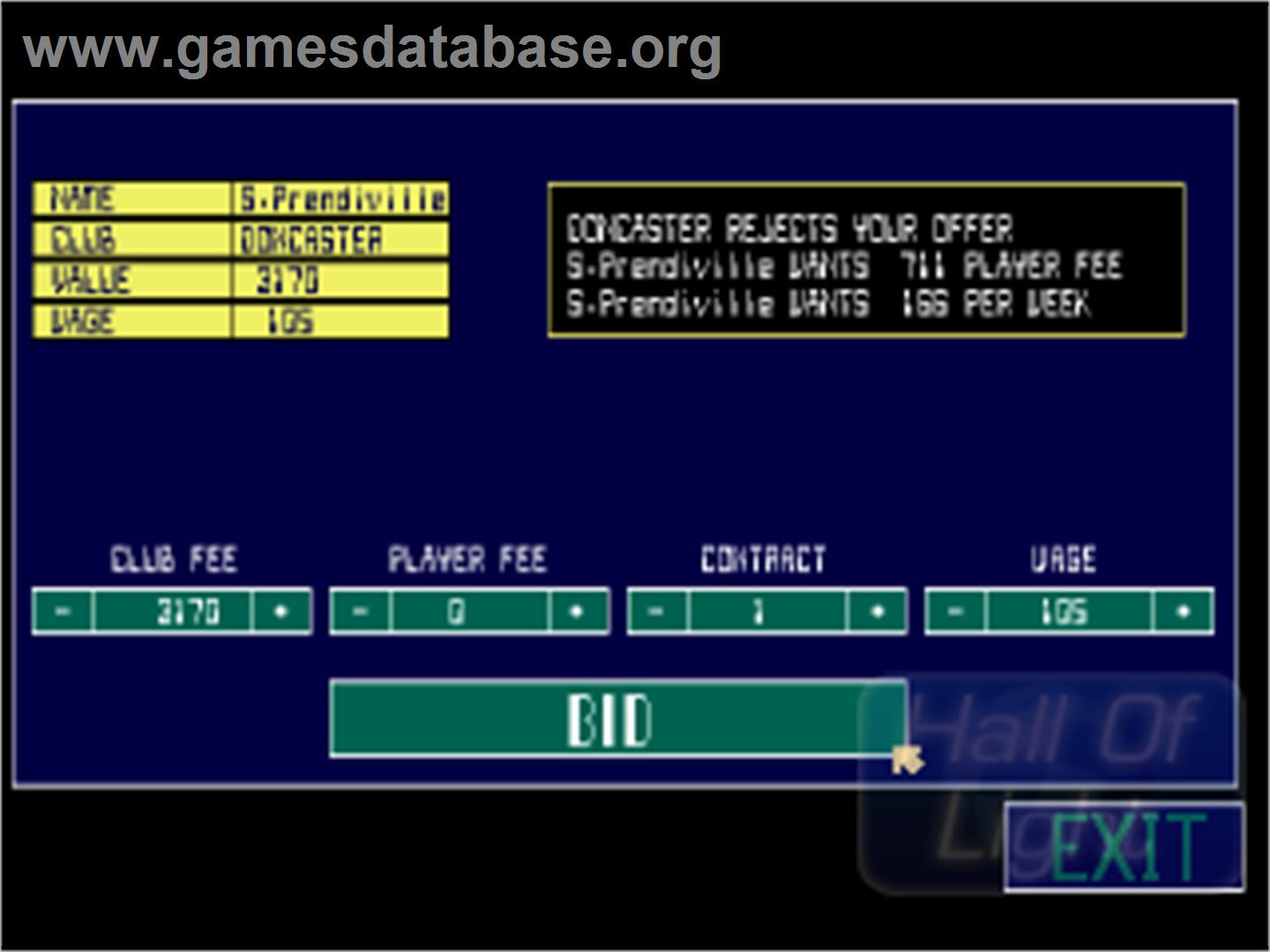 Soccer Team Manager: English and Italian Leagues - Commodore Amiga - Artwork - In Game