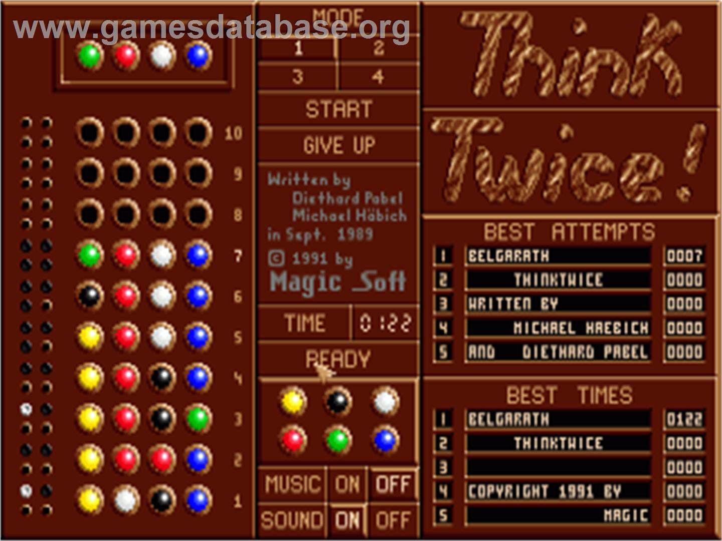 Think Twice - Commodore Amiga - Artwork - In Game