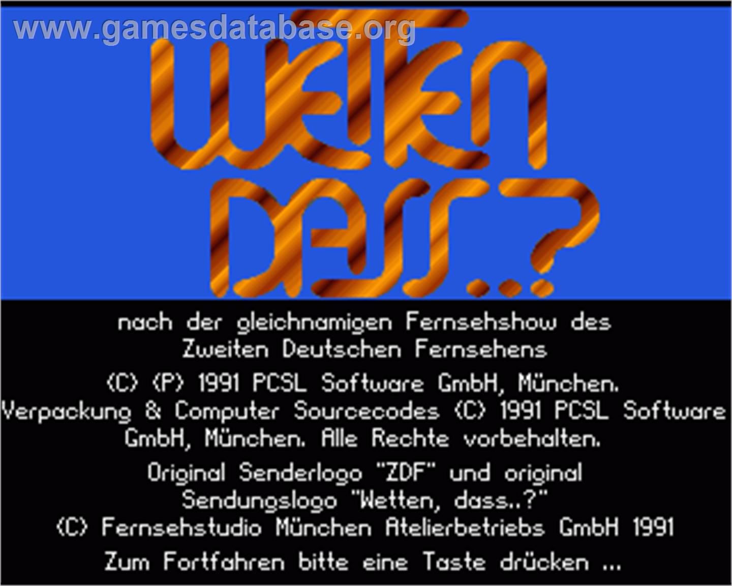 Wetten Dass..? - Commodore Amiga - Artwork - In Game