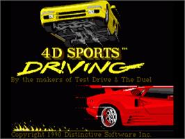 Title screen of 4d Sports Driving on the Commodore Amiga.