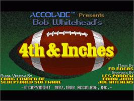 Title screen of 4th & Inches on the Commodore Amiga.