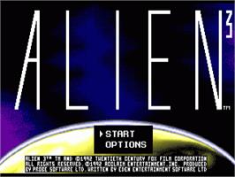 Title screen of Alien 3 on the Commodore Amiga.