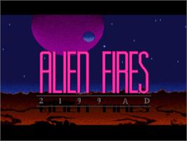 Title screen of Alien Fires 2199 AD on the Commodore Amiga.