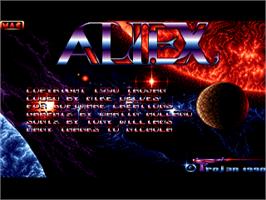 Title screen of Aliex on the Commodore Amiga.