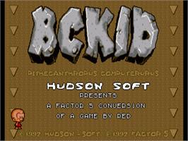 Title screen of B.C. Kid / Bonk's Adventure / Kyukyoku!! PC Genjin on the Commodore Amiga.