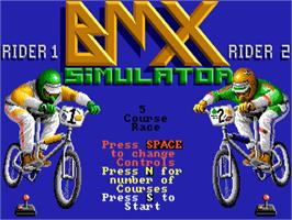 Title screen of BMX Simulator on the Commodore Amiga.