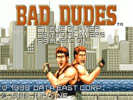 Title screen of Bad Dudes on the Commodore Amiga.