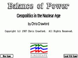 Title screen of Balance Of Power - Geopolitics In The Nuclear Age on the Commodore Amiga.