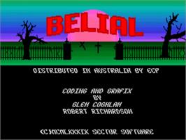 Title screen of Belial on the Commodore Amiga.