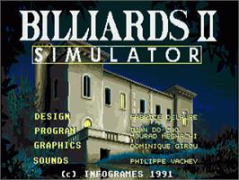 Title screen of Billiards 2 Simulator on the Commodore Amiga.