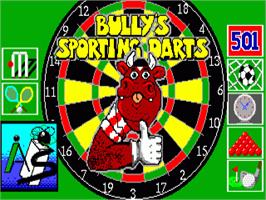 Title screen of Bully's Sporting Darts on the Commodore Amiga.