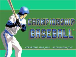 Title screen of Championship Baseball on the Commodore Amiga.