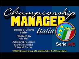 Title screen of Championship Manager Italia on the Commodore Amiga.