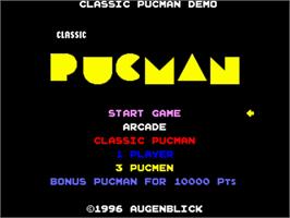 Title screen of Classic Pucman on the Commodore Amiga.
