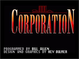 Title screen of Corporation on the Commodore Amiga.