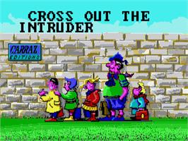 Title screen of Cross Out The Intruder on the Commodore Amiga.
