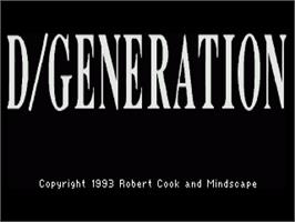 Title screen of D/generation on the Commodore Amiga.