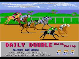 Title screen of Daily Double Horse Racing on the Commodore Amiga.