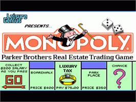 Title screen of Deluxe Monopoly on the Commodore Amiga.