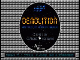 Title screen of Demolition on the Commodore Amiga.
