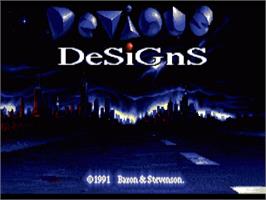 Title screen of Devious Designs on the Commodore Amiga.