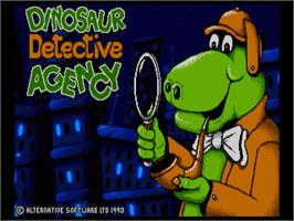 Title screen of Dinosaur Detective Agency on the Commodore Amiga.