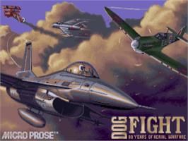 Title screen of Dogfight - 80 Years of Aerial Warfare on the Commodore Amiga.