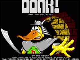 Title screen of Donk!: The Samurai Duck on the Commodore Amiga.