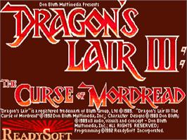 Title screen of Dragon's Lair 3: The Curse of Mordread on the Commodore Amiga.