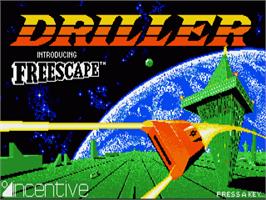 Title screen of Driller on the Commodore Amiga.