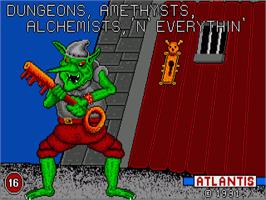Title screen of Dungeons, Amethysts, Alchemists 'n' Everythin' on the Commodore Amiga.