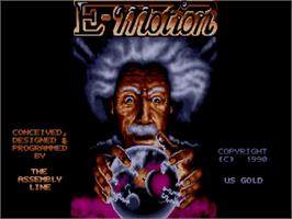 Title screen of E-Motion on the Commodore Amiga.