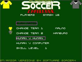 Title screen of European Soccer Challenge on the Commodore Amiga.