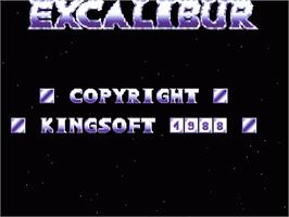 Title screen of Excalibur on the Commodore Amiga.