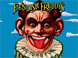 Title screen of Fiendish Freddy's Big Top O' Fun on the Commodore Amiga.