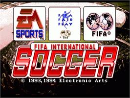 Title screen of Fifa International Soccer on the Commodore Amiga.