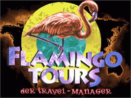 Title screen of Flamingo Tours on the Commodore Amiga.