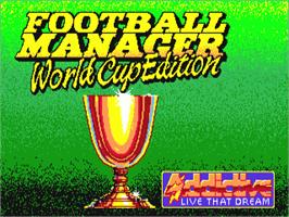 Title screen of Football Manager - World Cup Edition on the Commodore Amiga.