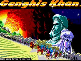 Title screen of Genghis Khan on the Commodore Amiga.