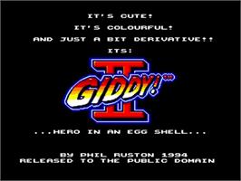 Title screen of Giddy 2 - Hero In An Egg Shell on the Commodore Amiga.