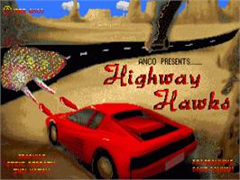 Title screen of Highway Hawks on the Commodore Amiga.