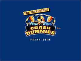 Title screen of Incredible Crash Dummies on the Commodore Amiga.