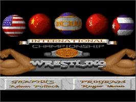 Title screen of International Championship Wrestling on the Commodore Amiga.