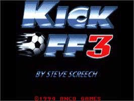 Title screen of Kick Off 3 on the Commodore Amiga.