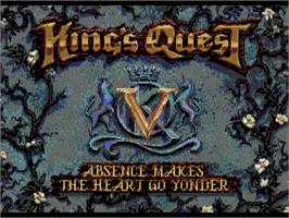 Title screen of King's Quest V: Absence Makes the Heart Go Yonder on the Commodore Amiga.