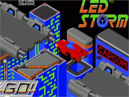 Title screen of L.E.D. Storm on the Commodore Amiga.