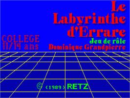 Title screen of Labyrinthe D'errare, Le on the Commodore Amiga.