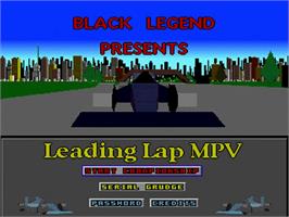 Title screen of Leading Lap Mpv on the Commodore Amiga.